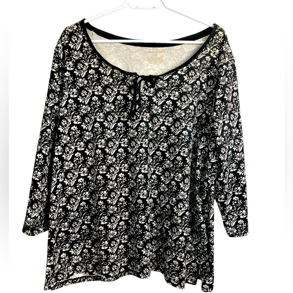 Carroll Reed 100% Cotton Medium Weight Tunic w 3/4 Sleeves Front Tie